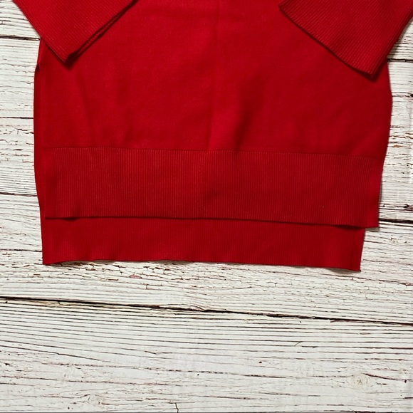 Anthropologie Elise Ribbed Off the Shoulder Tunic Sweater Red Sz M - Picture 11 of 16